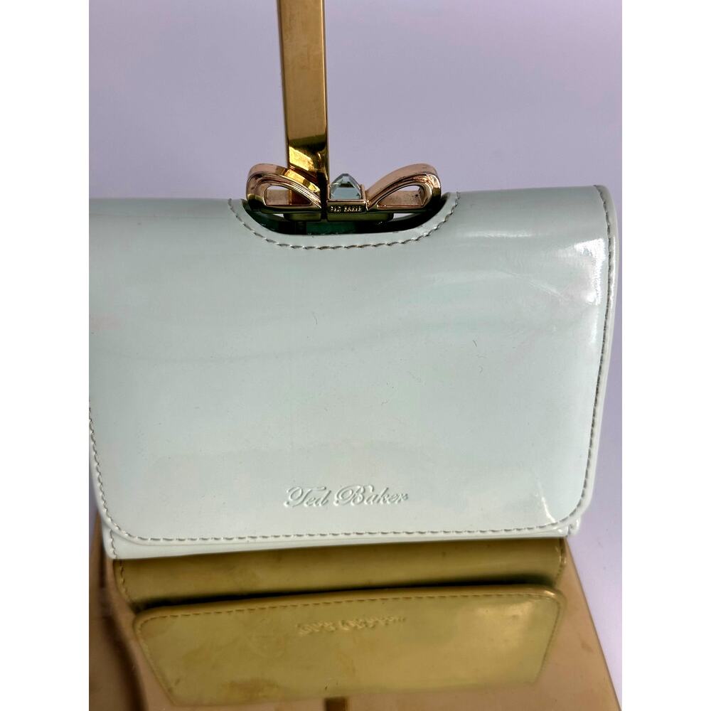 Ted Baker Honey Twisted Bobble Patent Matinee Wallet, light mint green, GUC